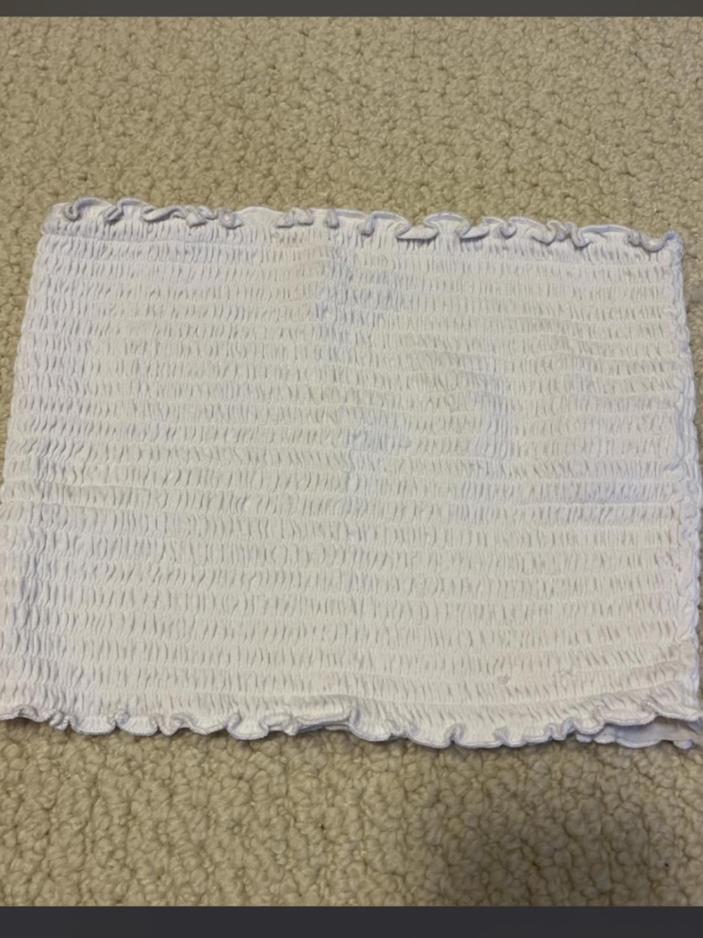 white smocked tube top